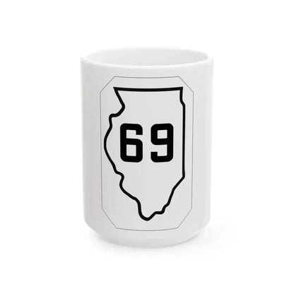 Illinois 69 1926 (Illinois) (Road Sign) White Coffee Mug 15oz - Go Mug Yourself