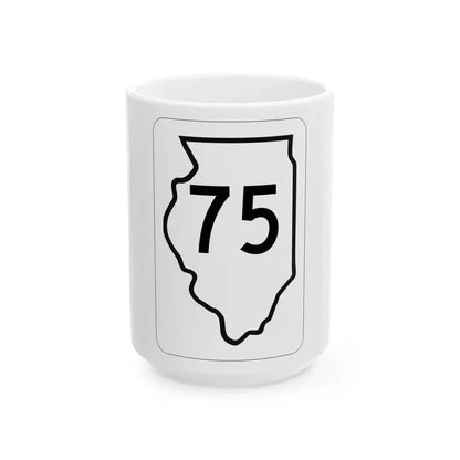 Illinois 75 1950 (Illinois) (Road Sign) White Coffee Mug 15oz - Go Mug Yourself
