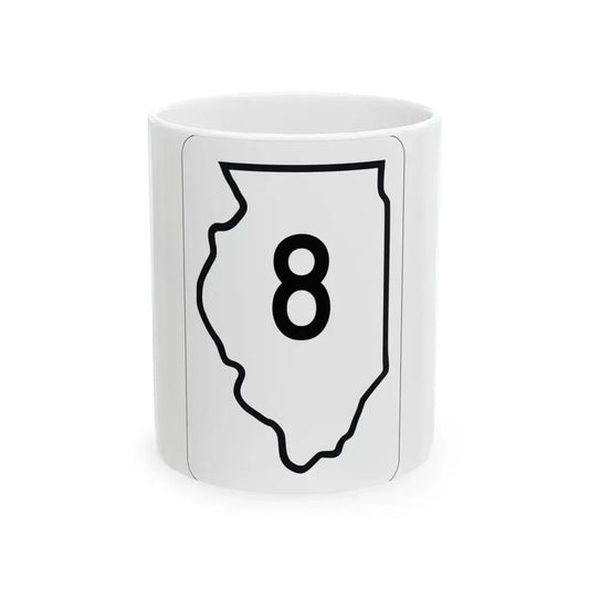 Illinois 8 1950 (Illinois) (Road Sign) White Coffee Mug 11oz - Go Mug Yourself