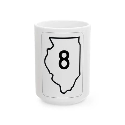 Illinois 8 1950 (Illinois) (Road Sign) White Coffee Mug 15oz - Go Mug Yourself