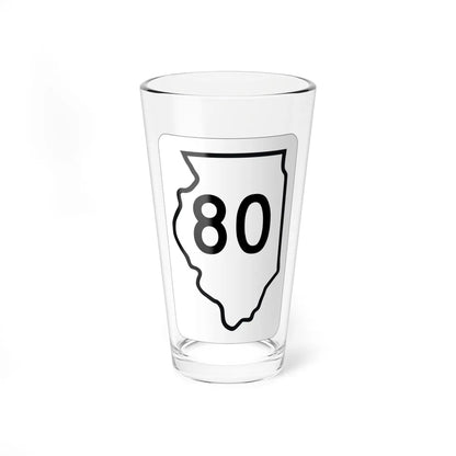 Illinois 80 1950 (Illinois) (Road Sign) Pint Glass 16oz 16oz - Go Mug Yourself
