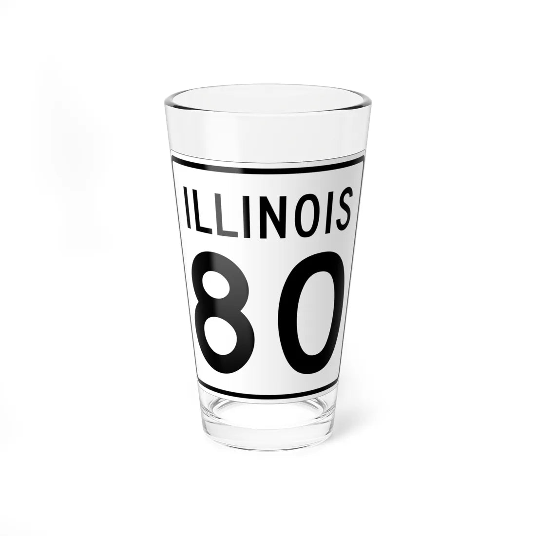 Illinois 80 1960 (Illinois) (Road Sign) Pint Glass 16oz 16oz - Go Mug Yourself