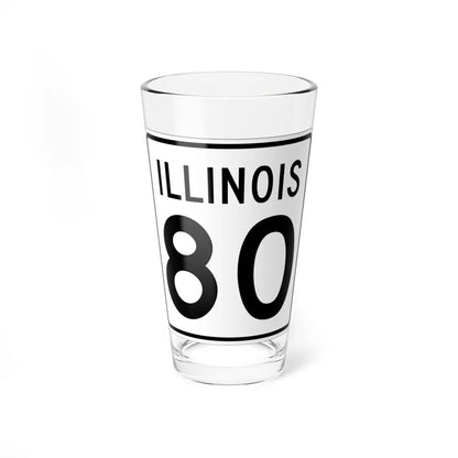 Illinois 80 1960 (Illinois) (Road Sign) Pint Glass 16oz 16oz - Go Mug Yourself