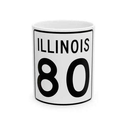 Illinois 80 1960 (Illinois) (Road Sign) White Coffee Mug 11oz - Go Mug Yourself