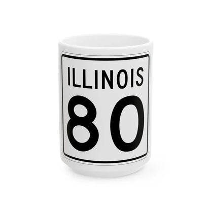 Illinois 80 1960 (Illinois) (Road Sign) White Coffee Mug 15oz - Go Mug Yourself
