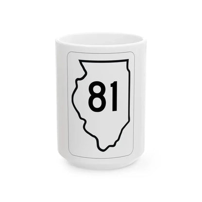 Illinois 81 1950 (Illinois) (Road Sign) White Coffee Mug 15oz - Go Mug Yourself