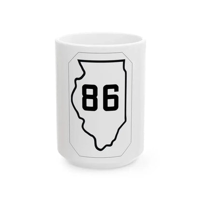 Illinois 86 1926 (Illinois) (Road Sign) White Coffee Mug 15oz - Go Mug Yourself