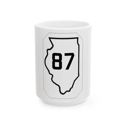 Illinois 87 1926 (Illinois) (Road Sign) White Coffee Mug 15oz - Go Mug Yourself