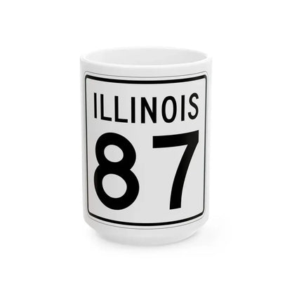 Illinois 87 1960 (Illinois) (Road Sign) White Coffee Mug 15oz - Go Mug Yourself