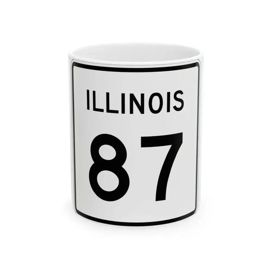 Illinois 87 (Illinois) (Road Sign) White Coffee Mug 11oz - Go Mug Yourself