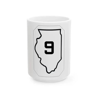 Illinois 9 1926 (Illinois) (Road Sign) White Coffee Mug 15oz - Go Mug Yourself