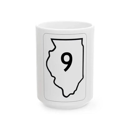 Illinois 9 1950 (Illinois) (Road Sign) White Coffee Mug 15oz - Go Mug Yourself