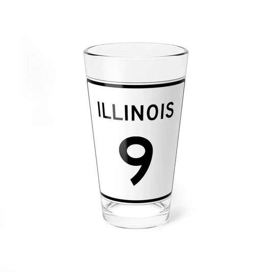 Illinois 9 (Illinois) (Road Sign) Pint Glss 16oz 16oz - Go Mug Yourself