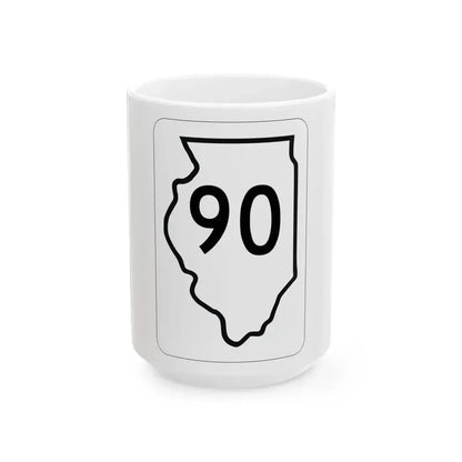 Illinois 90 1950 (Illinois) (Road Sign) White Coffee Mug 15oz - Go Mug Yourself