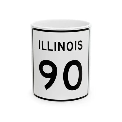 Illinois 90 (Illinois) (Road Sign) White Coffee Mug 11oz - Go Mug Yourself
