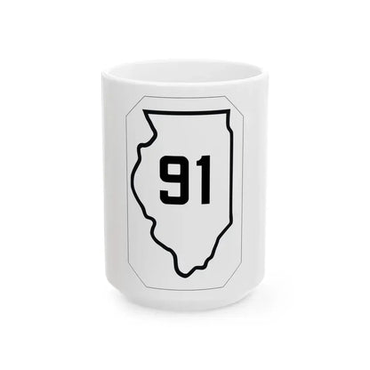 Illinois 91 1926 (Illinois) (Road Sign) White Coffee Mug 15oz - Go Mug Yourself
