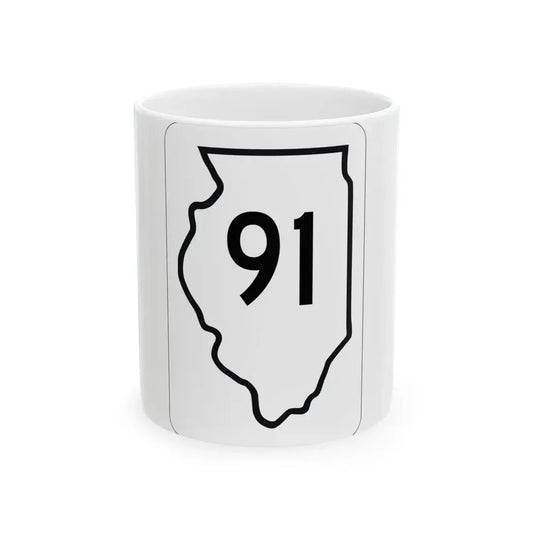 Illinois 91 1950 (Illinois) (Road Sign) White Coffee Mug 11oz - Go Mug Yourself