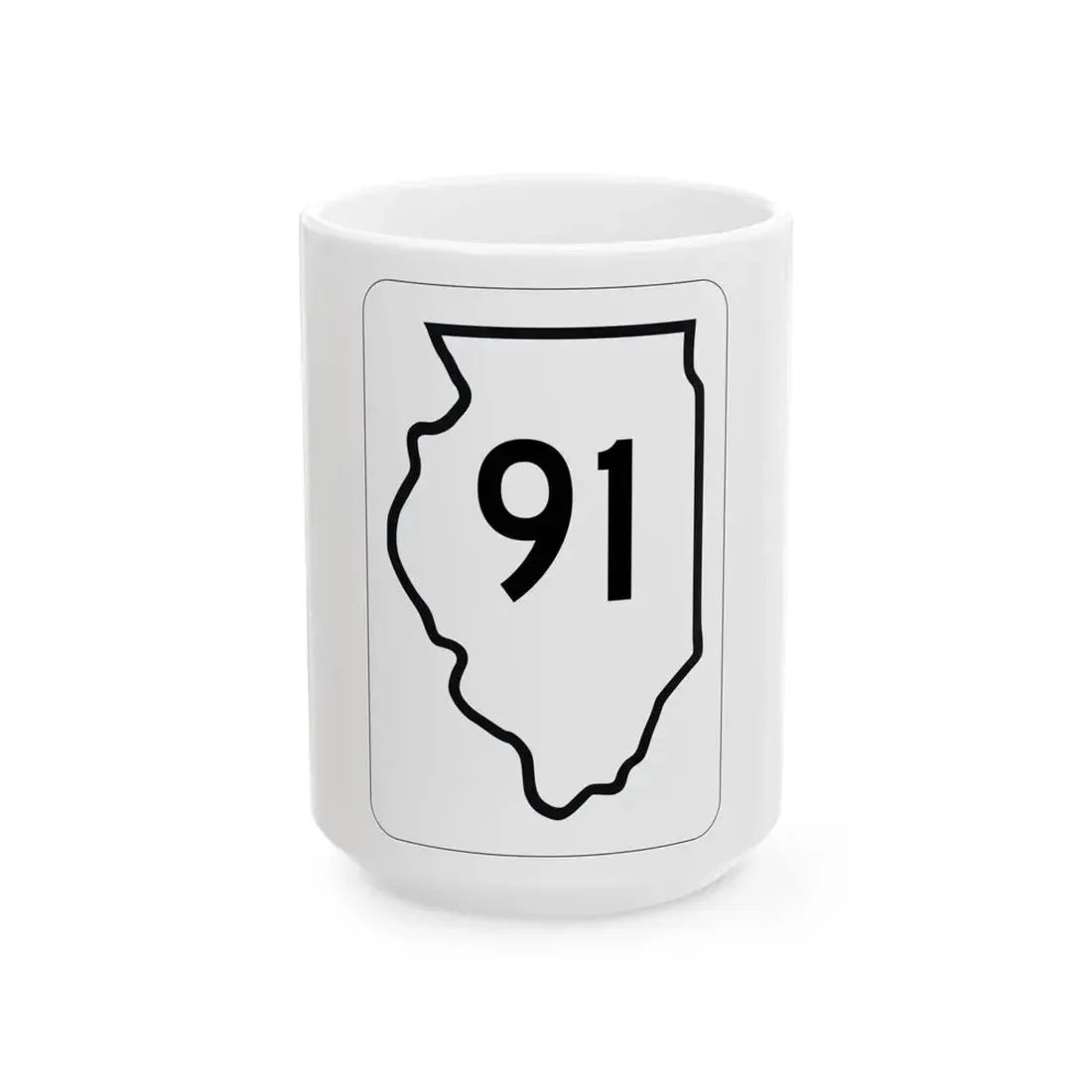 Illinois 91 1950 (Illinois) (Road Sign) White Coffee Mug 15oz - Go Mug Yourself