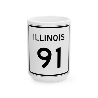 Illinois 91 (Illinois) (Road Sign) White Coffee Mug 15oz - Go Mug Yourself