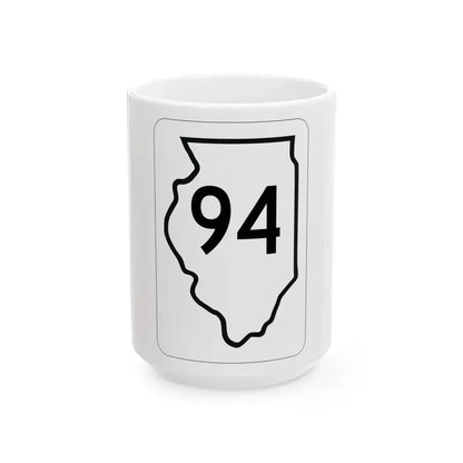 Illinois 94 1950 (Illinois) (Road Sign) White Coffee Mug 15oz - Go Mug Yourself