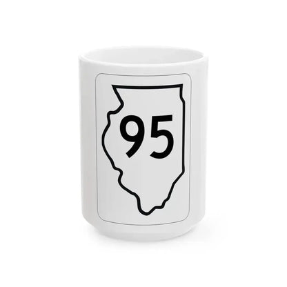 Illinois 95 1950 (Illinois) (Road Sign) White Coffee Mug 15oz - Go Mug Yourself