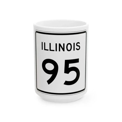 Illinois 95 (Illinois) (Road Sign) White Coffee Mug 15oz - Go Mug Yourself