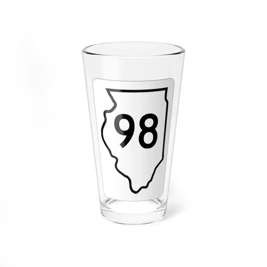 Illinois 98 1950 (Illinois) (Road Sign) Pint Glass 16oz 16oz - Go Mug Yourself