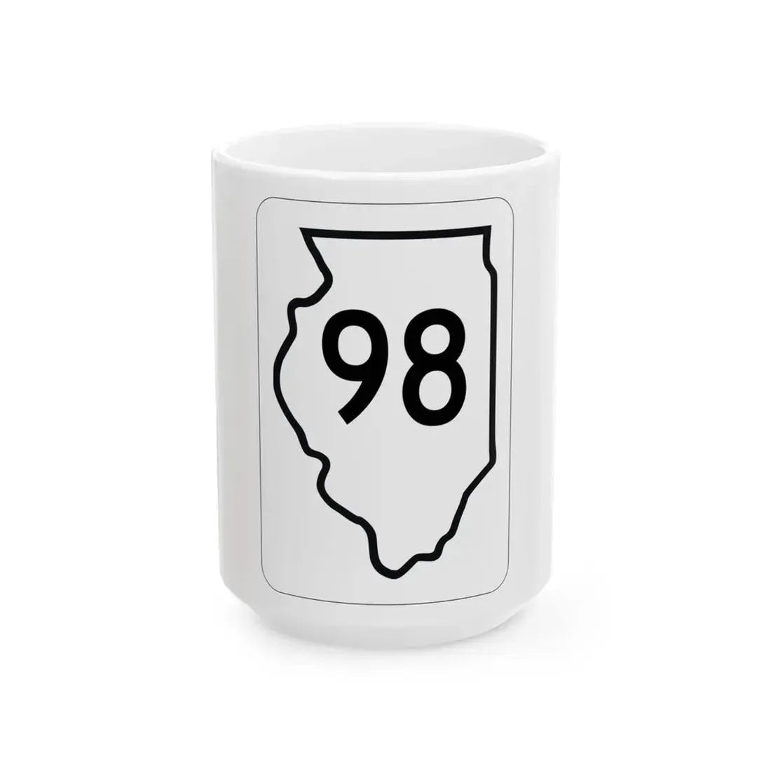 Illinois 98 1950 (Illinois) (Road Sign) White Coffee Mug 15oz - Go Mug Yourself
