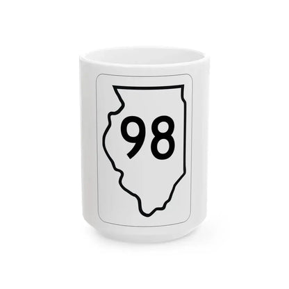 Illinois 98 1950 (Illinois) (Road Sign) White Coffee Mug 15oz - Go Mug Yourself