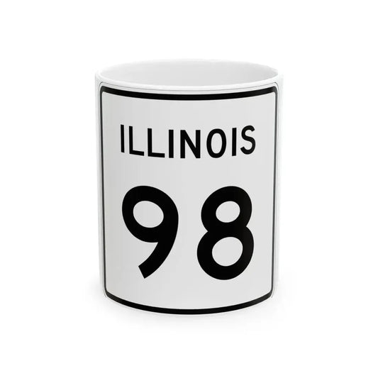 Illinois 98 (Illinois) (Road Sign) White Coffee Mug 11oz - Go Mug Yourself