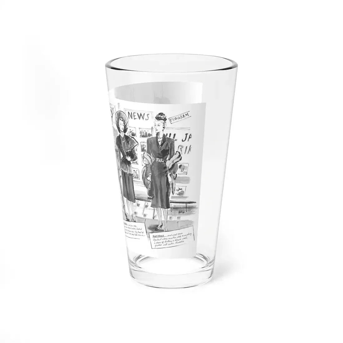 Illustration by Rene Bouet-Willaumez, 1941 - Pint Glass 16oz - Go Mug Yourself