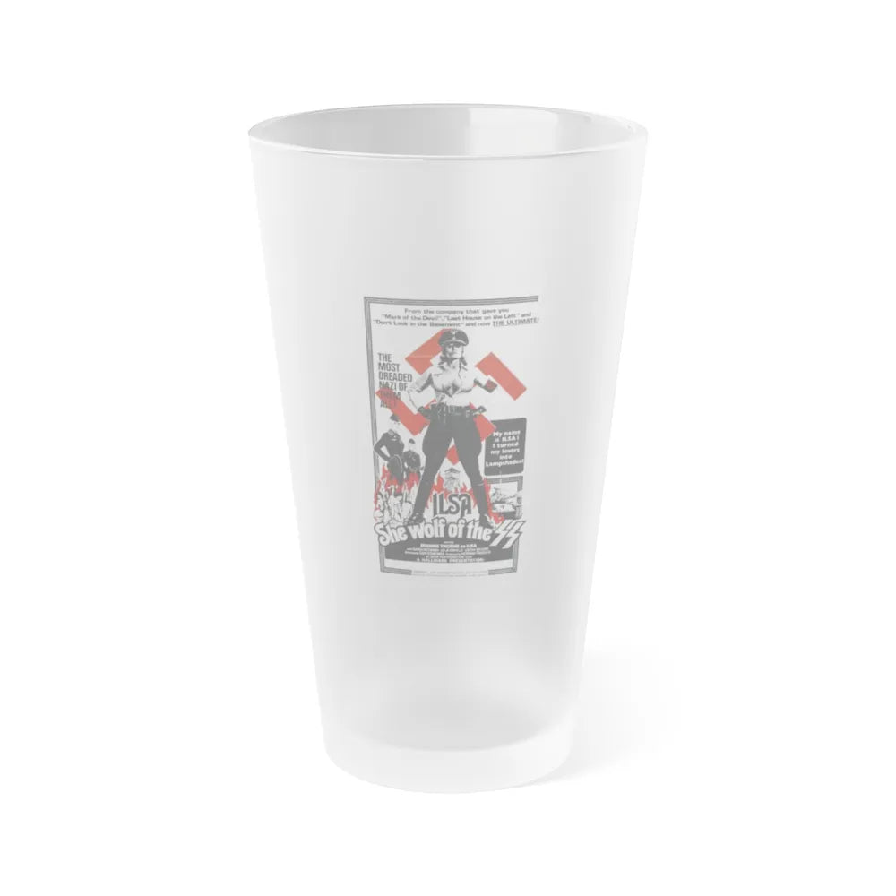 ILSA SHE-WOLF OF THE SS 1975 Movie Poster - Frosted Pint Glass 16oz-16oz-Frosted-Go Mug Yourself