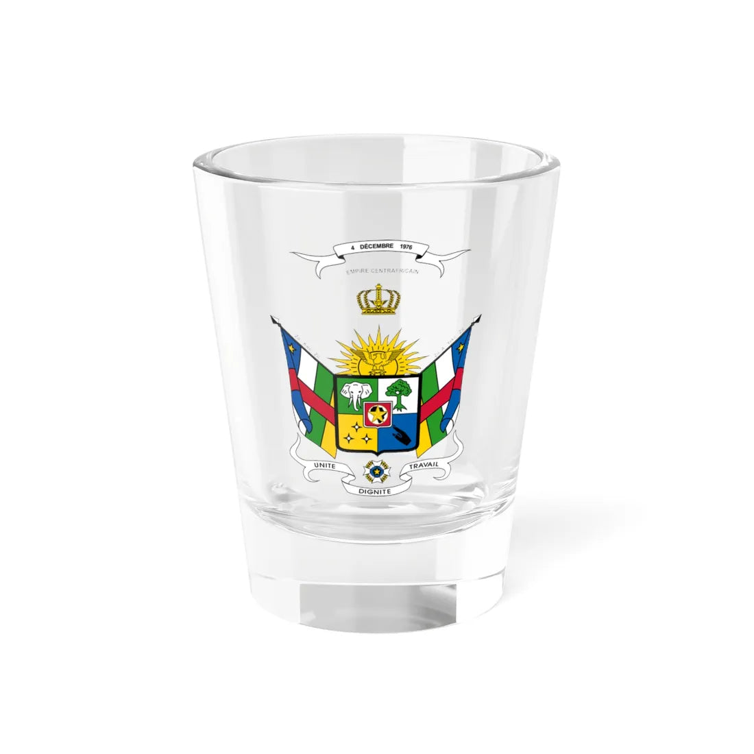 Imperial Coat of arms of Central Africa 1976-1979 (Central African Republic) (Coat of Arms) Shot Glass 1.5oz 1.5oz - Go Mug Yourself