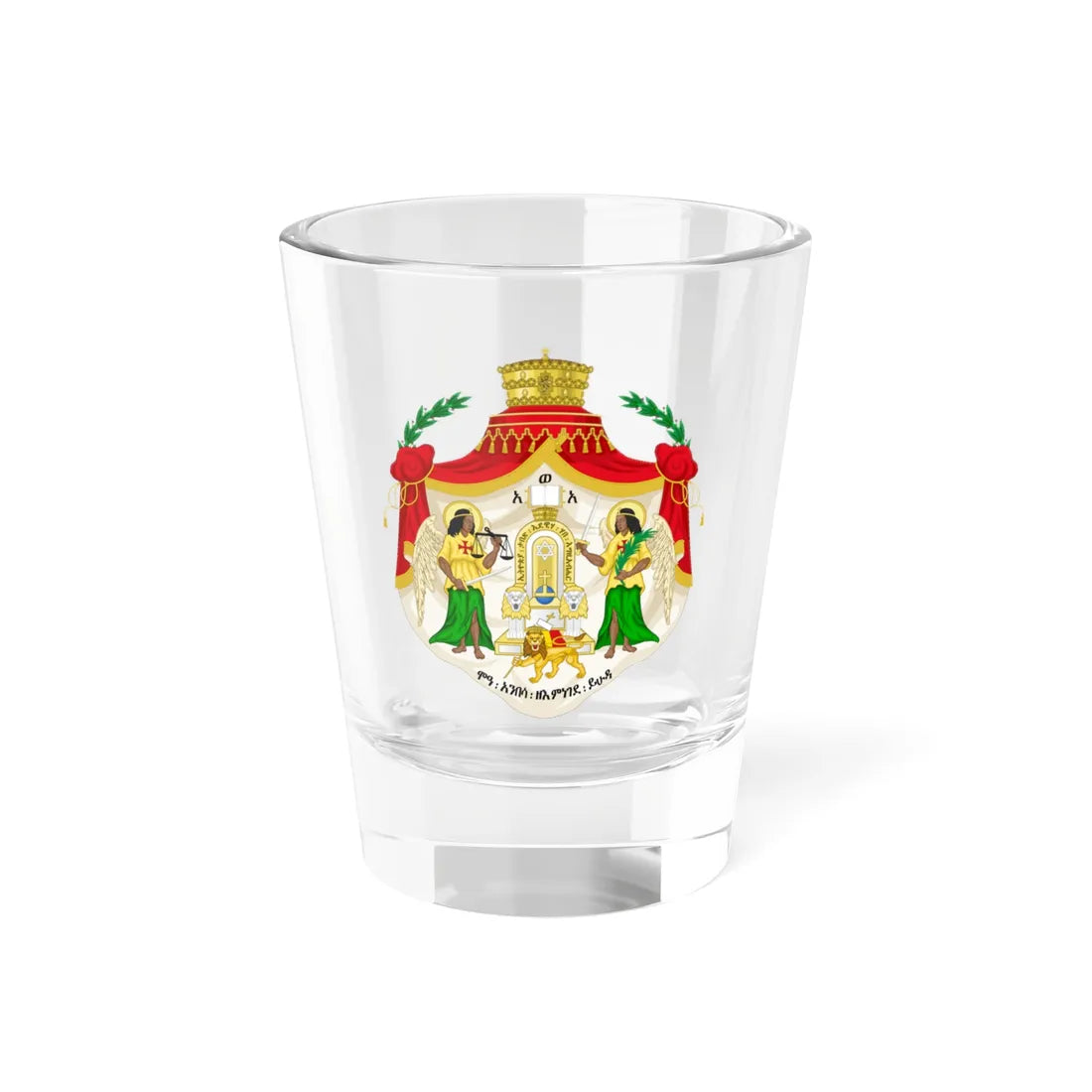 Imperial coat of arms of Ethiopia Menelik II (Ethiopia) (Coat of Arms) Shot Glass 1.5oz 1.5oz - Go Mug Yourself