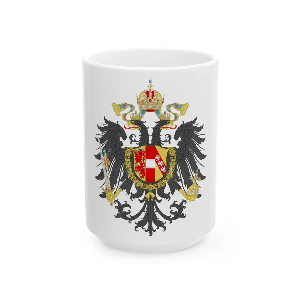 Imperial Coat of Arms of the Empire of Austria (1815) - White Coffee Mug 15oz - Go Mug Yourself