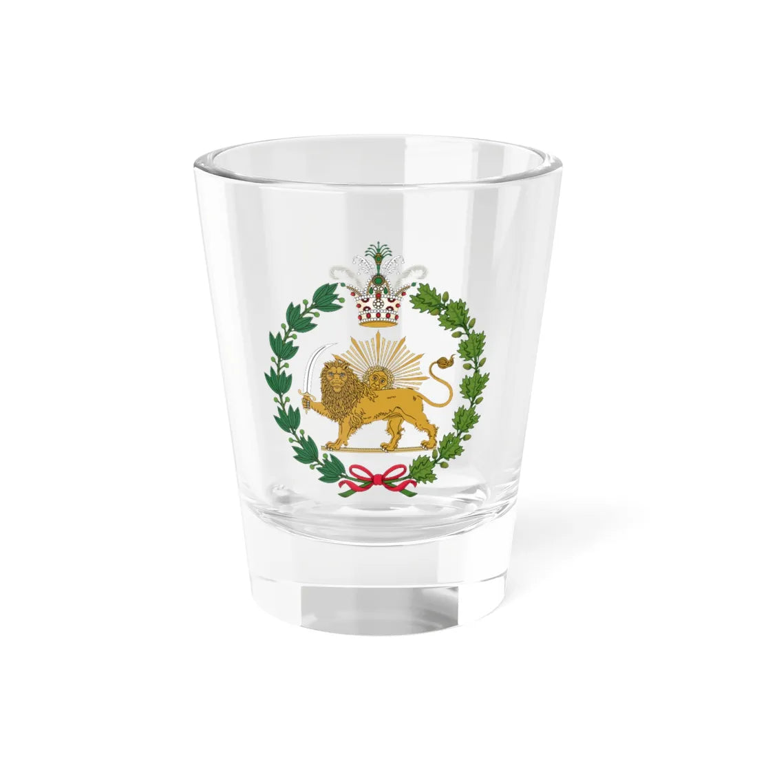 Imperial Emblem of the Qajar Dynasty Lion and Sun (Iran) (Coat of Arms) Shot Glass 1.5oz 1.5oz - Go Mug Yourself