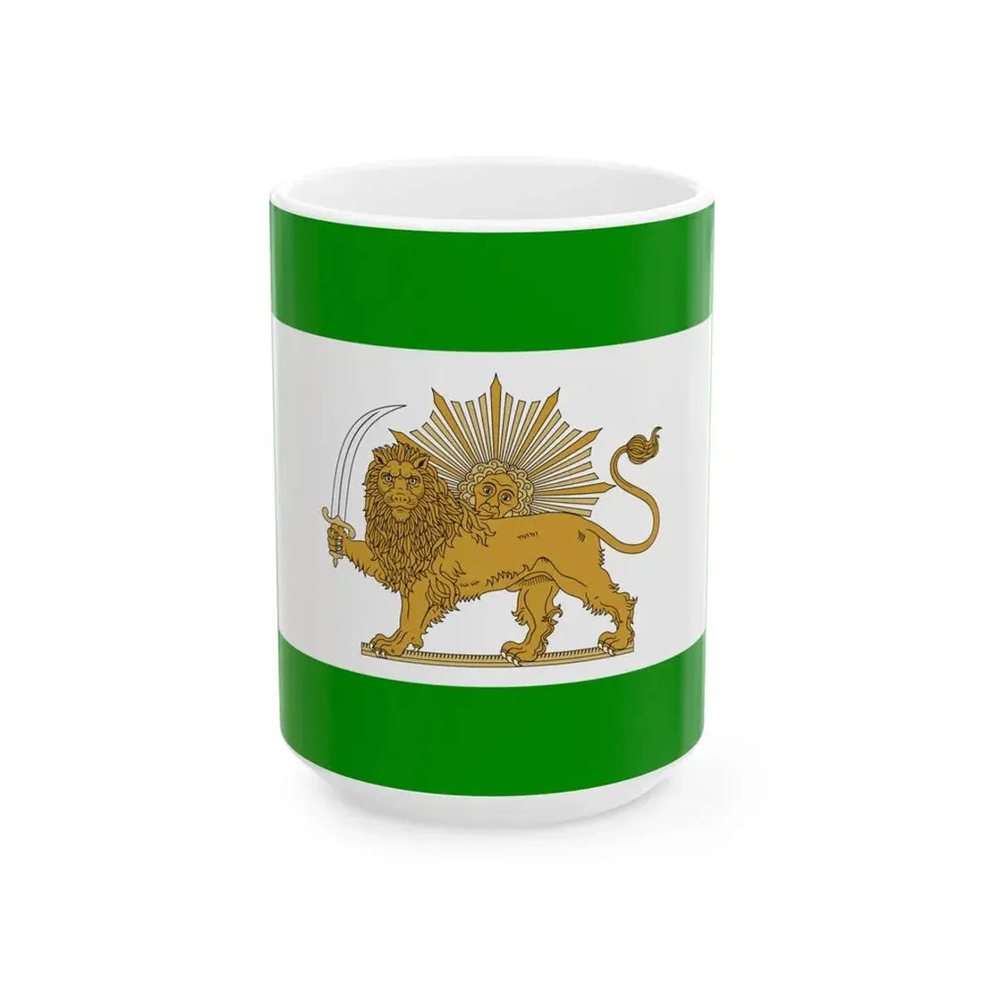 Imperial Standard of Mozaffar al-Din Shah Qajar 1896-1906 (Iran) White Coffee Mug 15oz - Go Mug Yourself