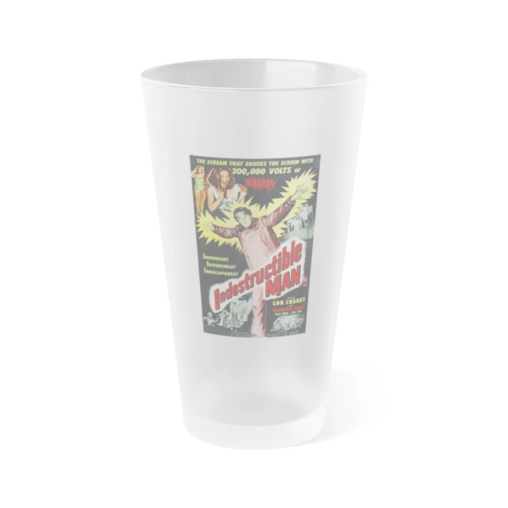 INDESTRUCTIBLE MAN 1956 Movie Poster - Frosted Pint Glass 16oz-16oz-Frosted-Go Mug Yourself