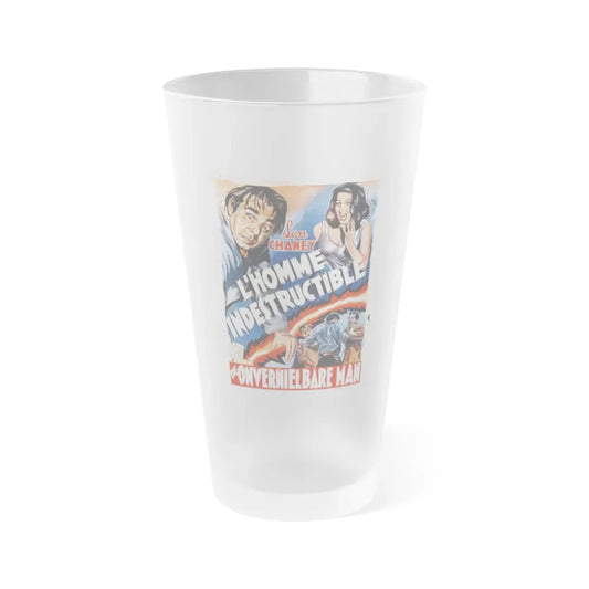 INDESTRUCTIBLE MAN (BELGIAN) 1956 Movie Poster - Frosted Pint Glass 16oz 16oz Frosted - Go Mug Yourself