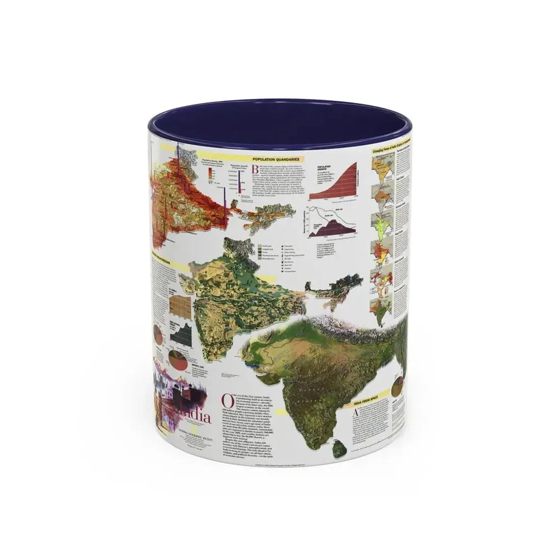 India (1997) (Map) Accent Coffee Mug 11oz Navy - Go Mug Yourself