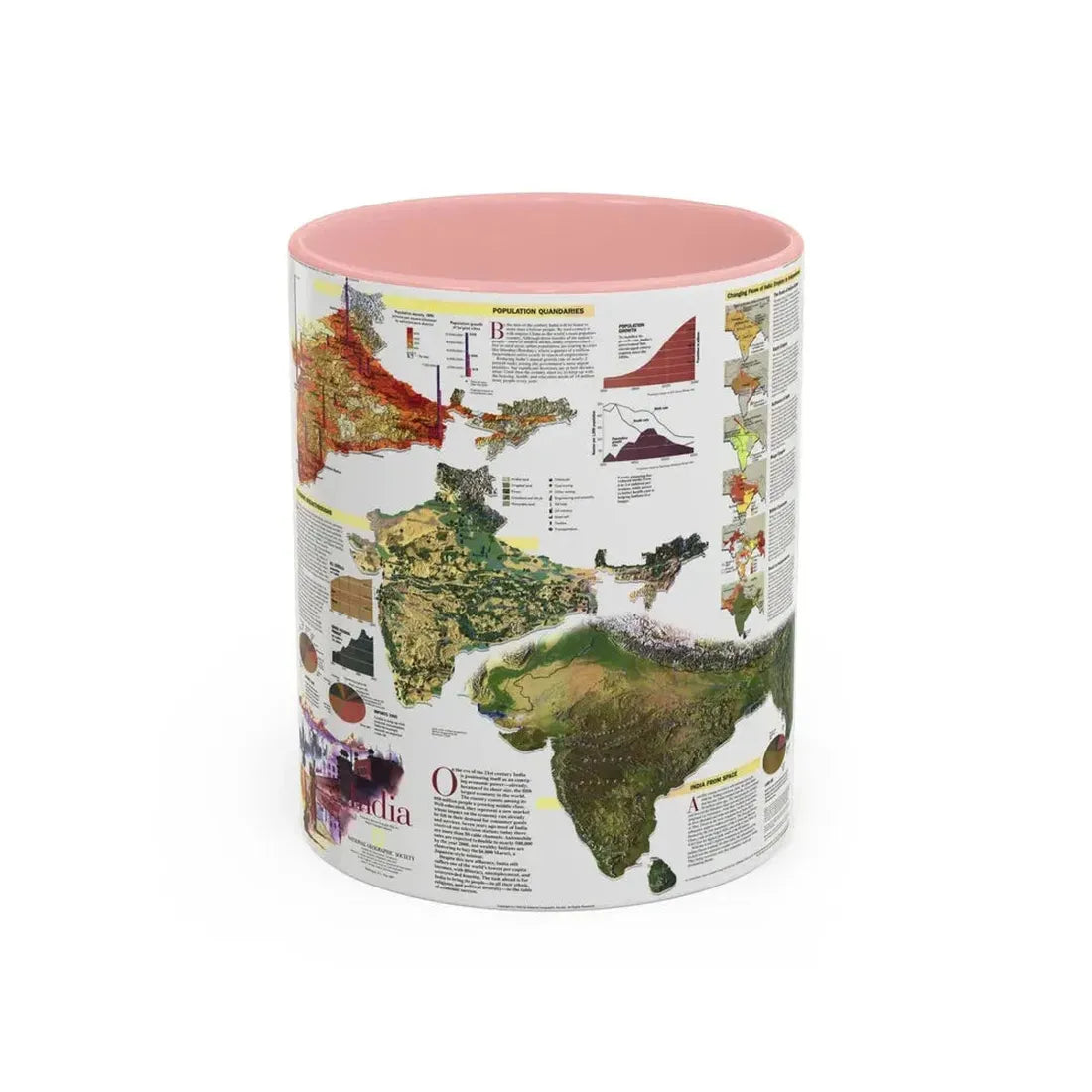 India (1997) (Map) Accent Coffee Mug 11oz Pink - Go Mug Yourself