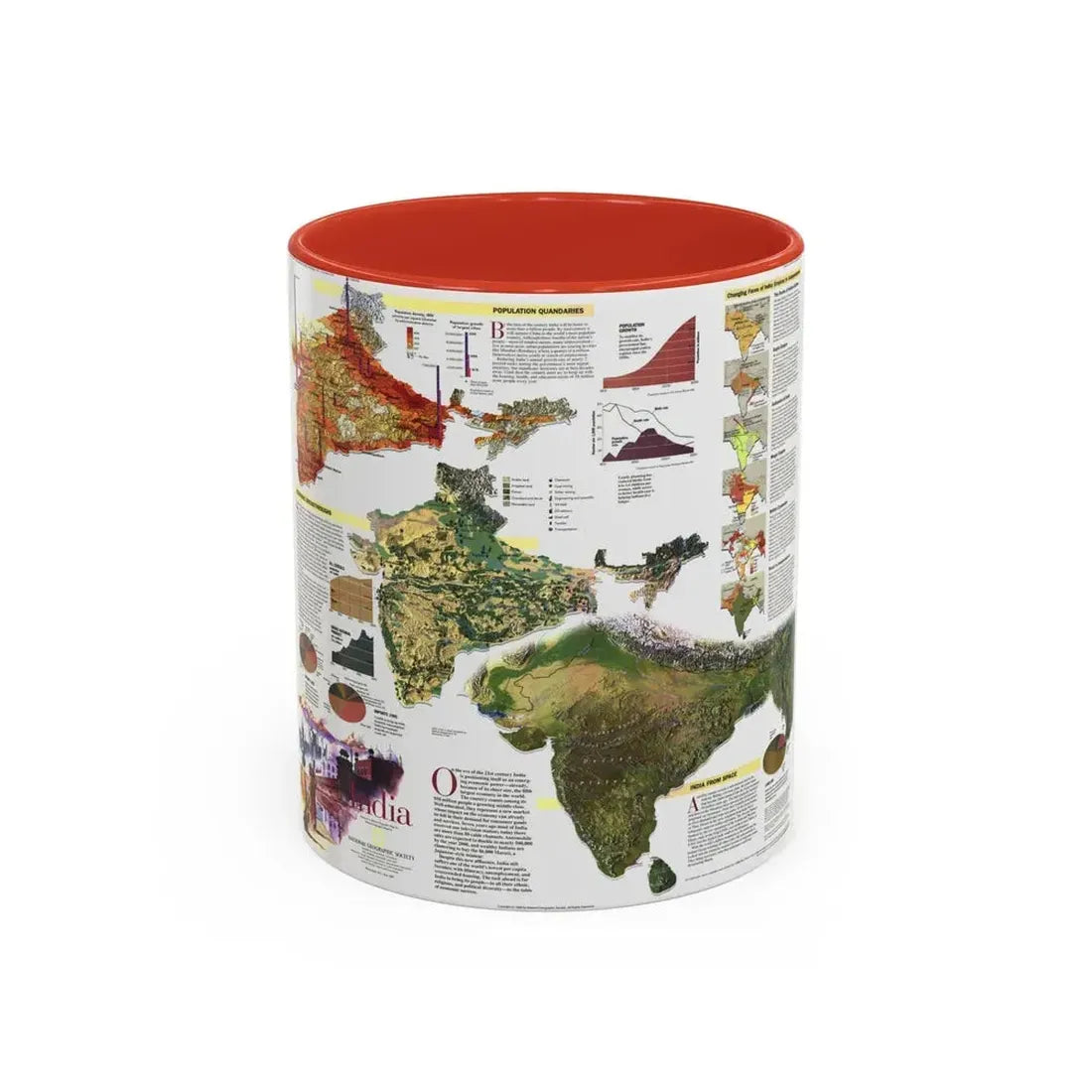 India (1997) (Map) Accent Coffee Mug 11oz Red - Go Mug Yourself