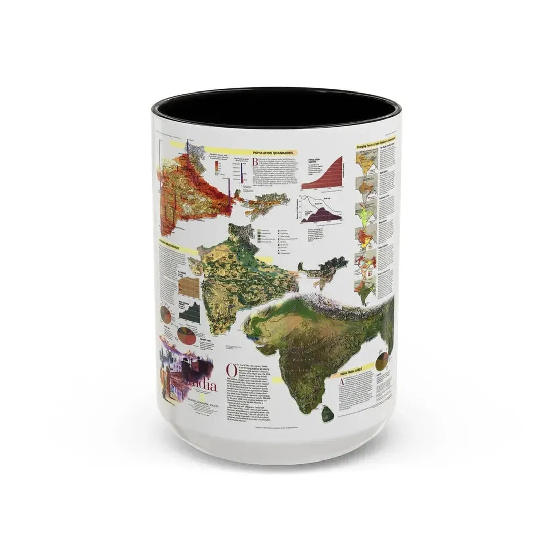 India (1997) (Map) Accent Coffee Mug 15oz Black - Go Mug Yourself