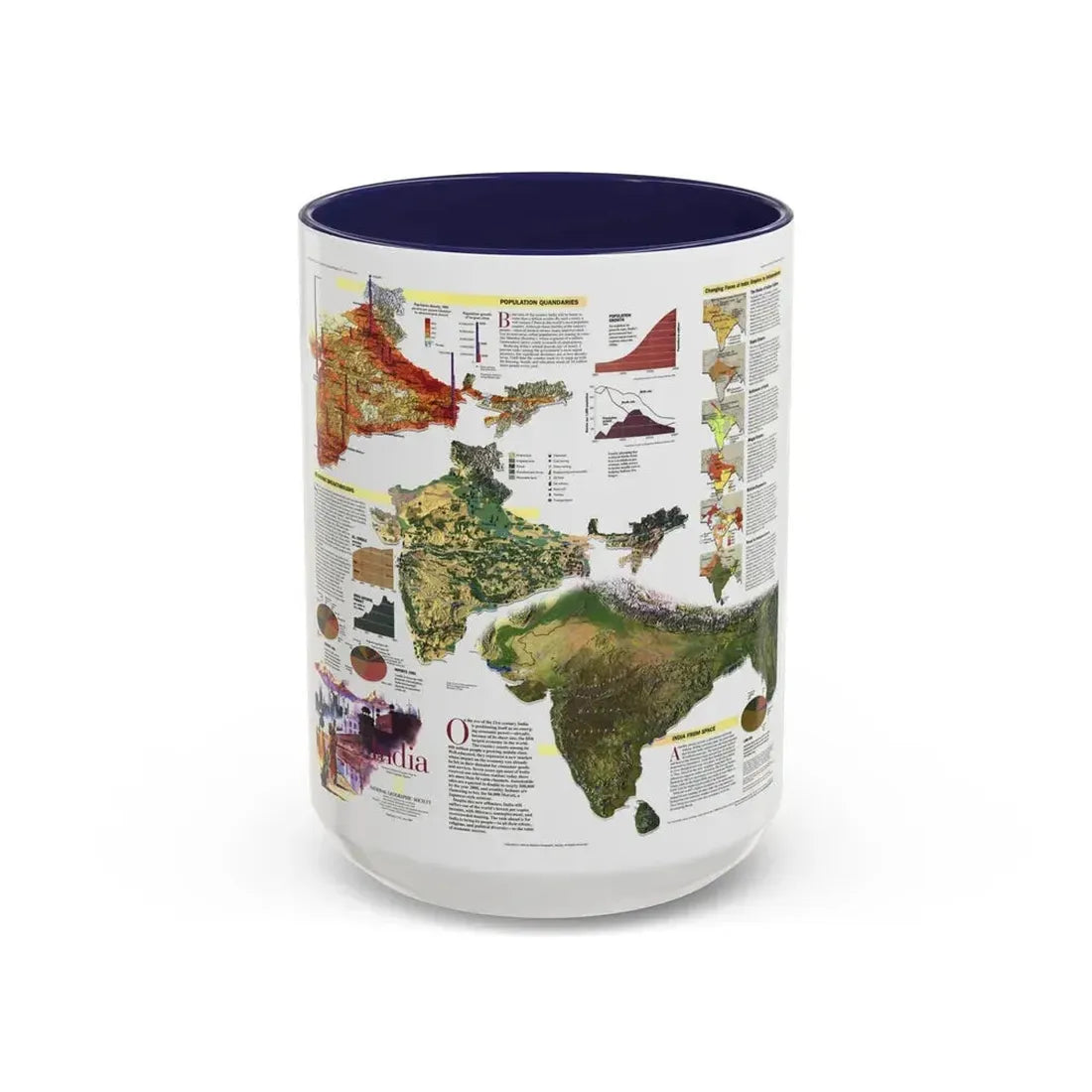 India (1997) (Map) Accent Coffee Mug 15oz Navy - Go Mug Yourself