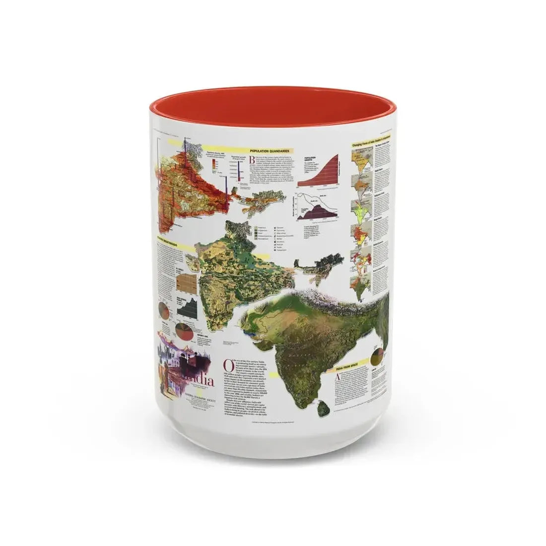 India (1997) (Map) Accent Coffee Mug 15oz Red - Go Mug Yourself
