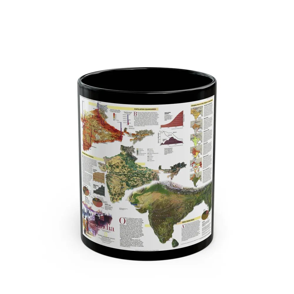 India (1997) (Map) Black Coffee Mug-11oz-Go Mug Yourself