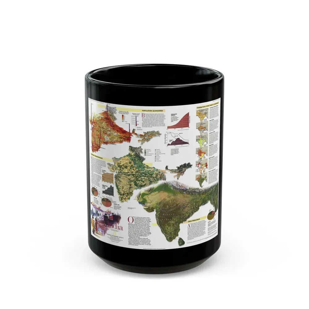 India (1997) (Map) Black Coffee Mug 15oz - Go Mug Yourself