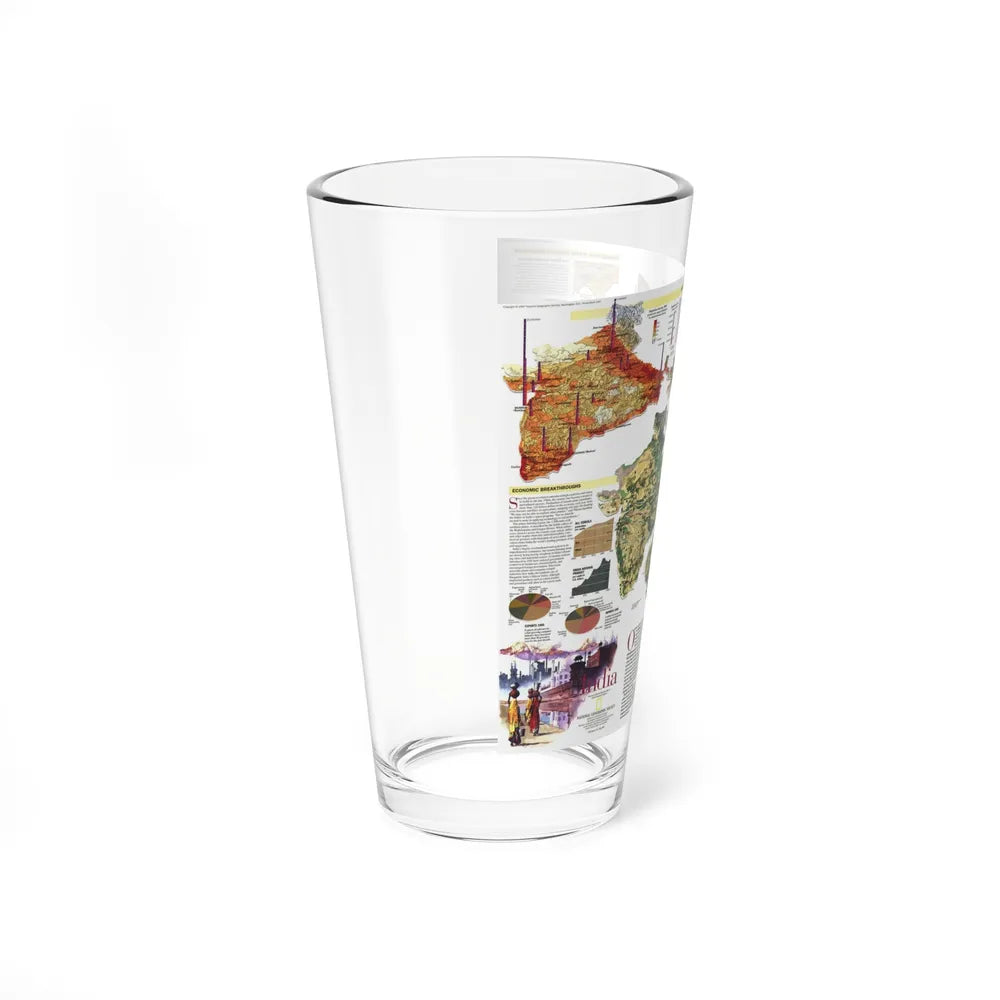 India (1997) (Map) Pint Glass 16oz-Go Mug Yourself