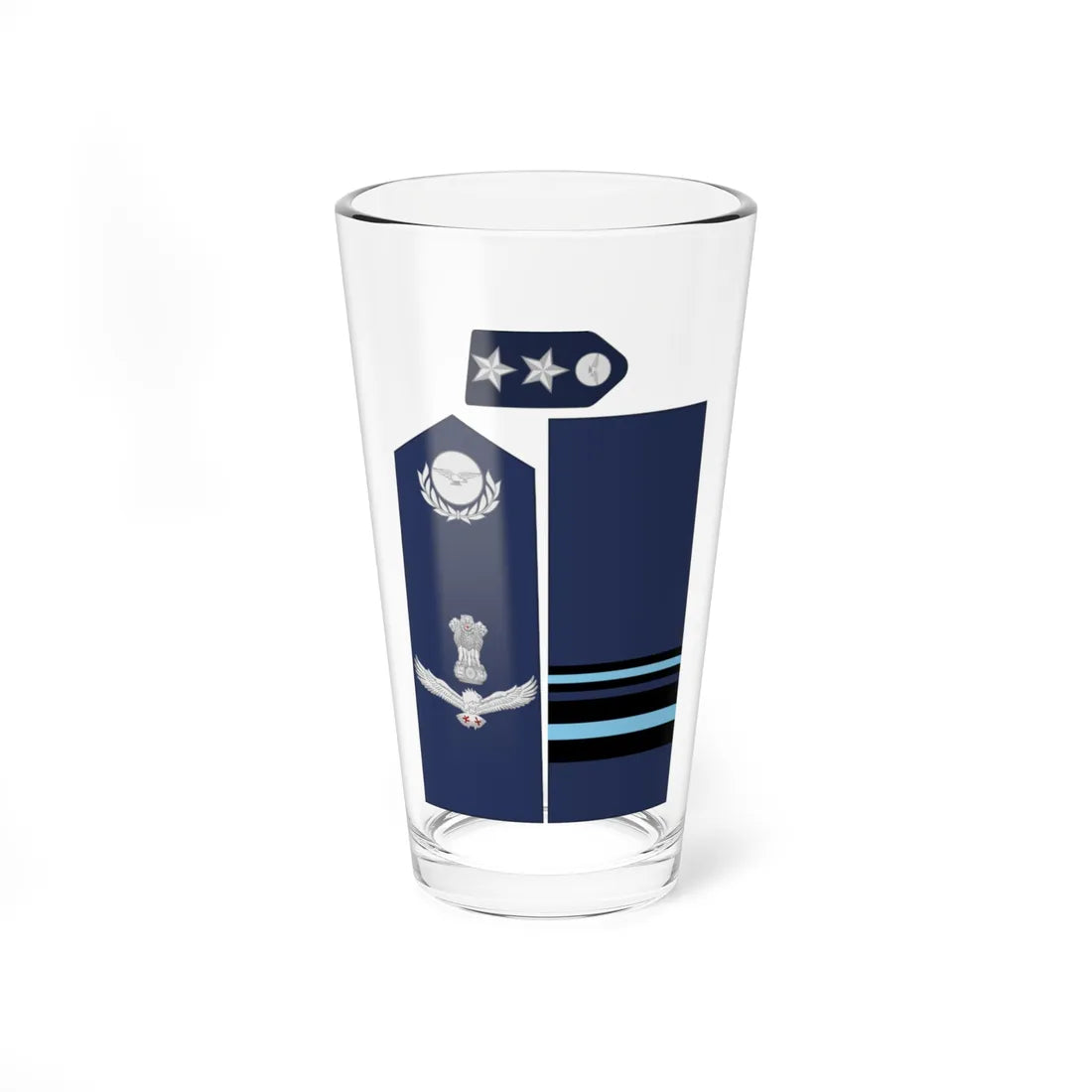 India AirForce OF 7 collected (India) (Military Rank) Pint Glass 16oz 16oz - Go Mug Yourself
