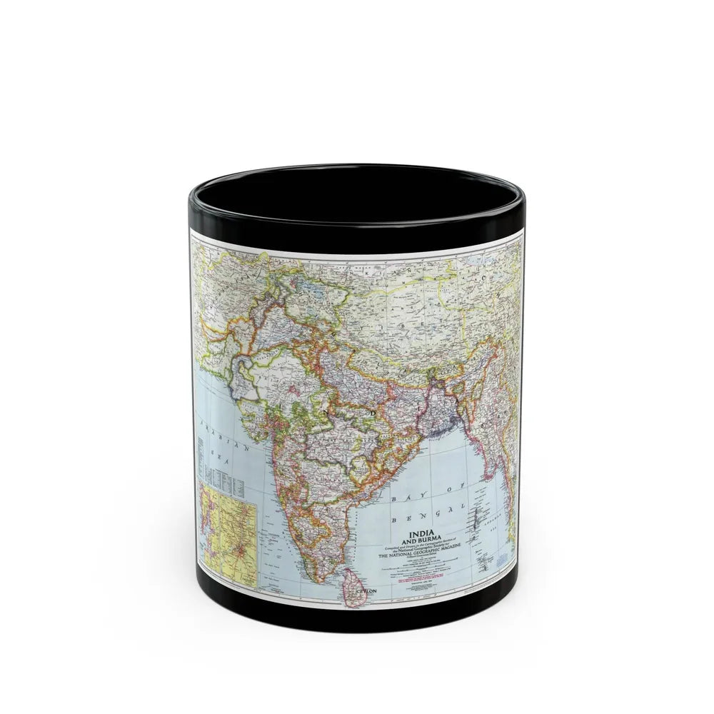 India and Burma (1946) (Map) Black Coffee Mug-11oz-Go Mug Yourself